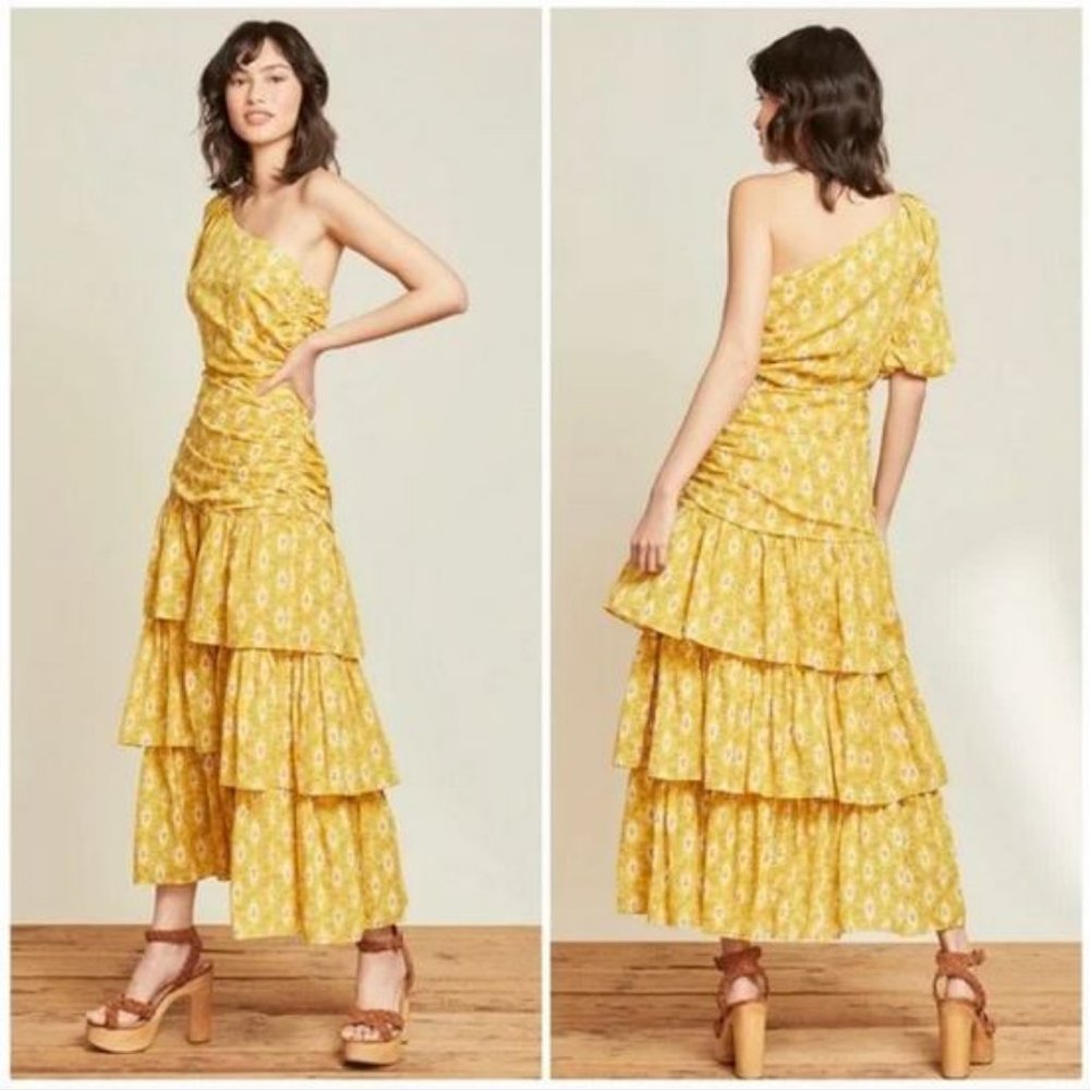 NWT Veronica Beard Virginia One Shoulder Maxi Dress Sun Multi 4 - Picture 2 of 12